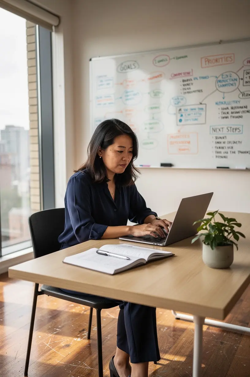 Organized workspace promoting stress relief and productivity